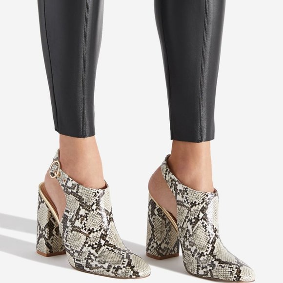 Aalia Natural Snakeskin Block Heel Slingback Pump Size 8.5 - Picture 2 of 13